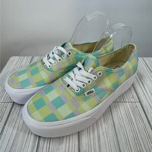 Vans Authentic Stack Pastel Picnic Checkered Plaid Platform Sneakers Women's 9.5